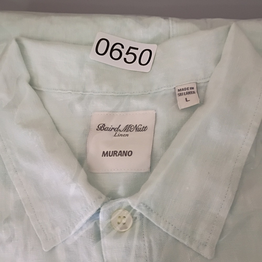 Murano Baird McNutt Linen Shirt Mens Large Mint Green Short Sleeve Button Up - Picture 11 of 11